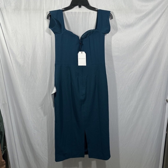 NWT $178 Dress the Population‎ [ Medium ] Bailey Off Shoulder Bodycon Dress Blue - Picture 6 of 12